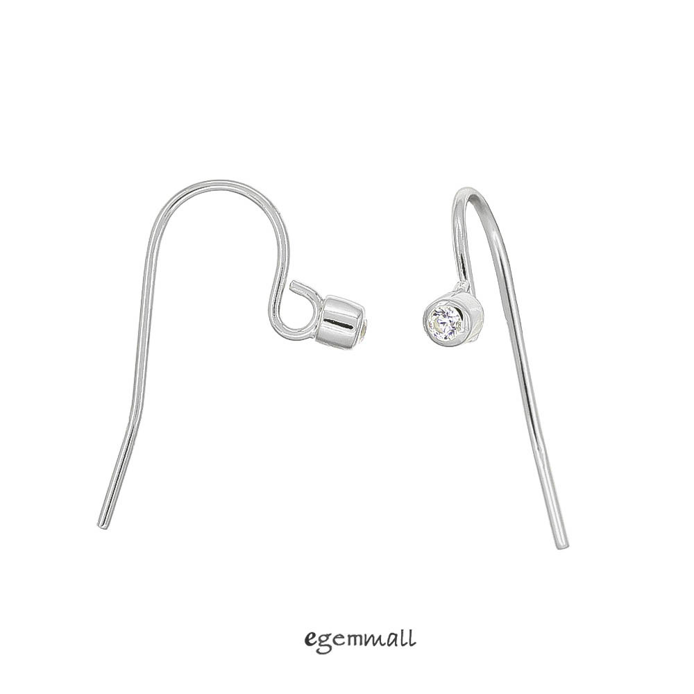 Sterling Silver French Hook Ear Wire Earring Connector with CZ #99417