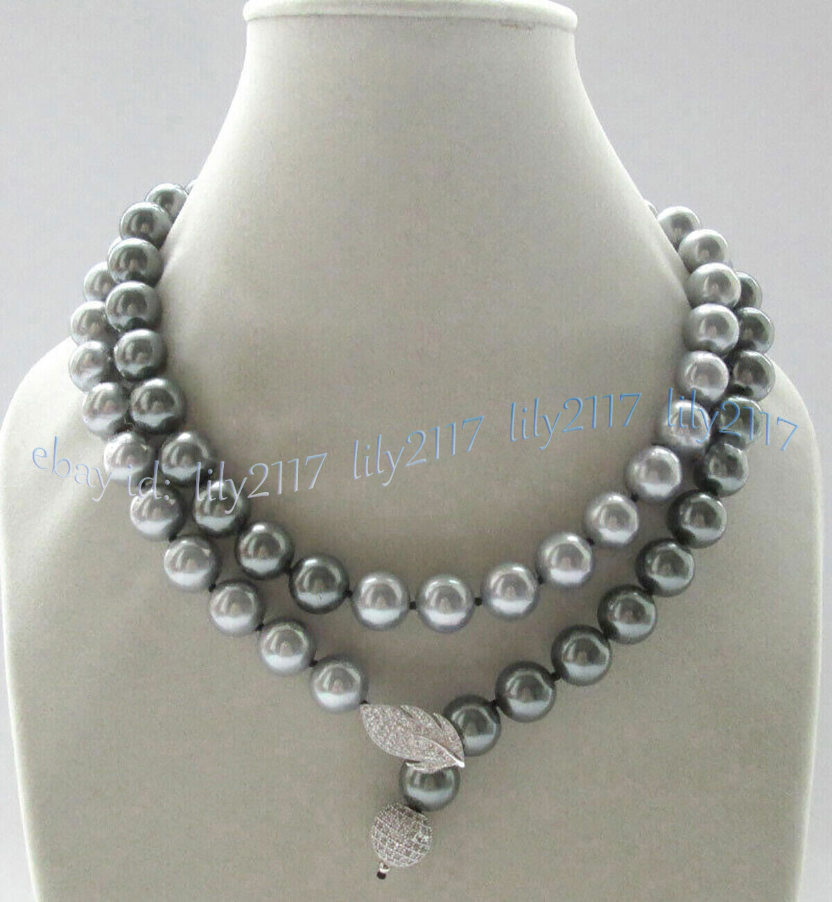 Silver Gray South Sea Shell Pearl Round Beads Necklace 14-50” 8/10/12/14mm