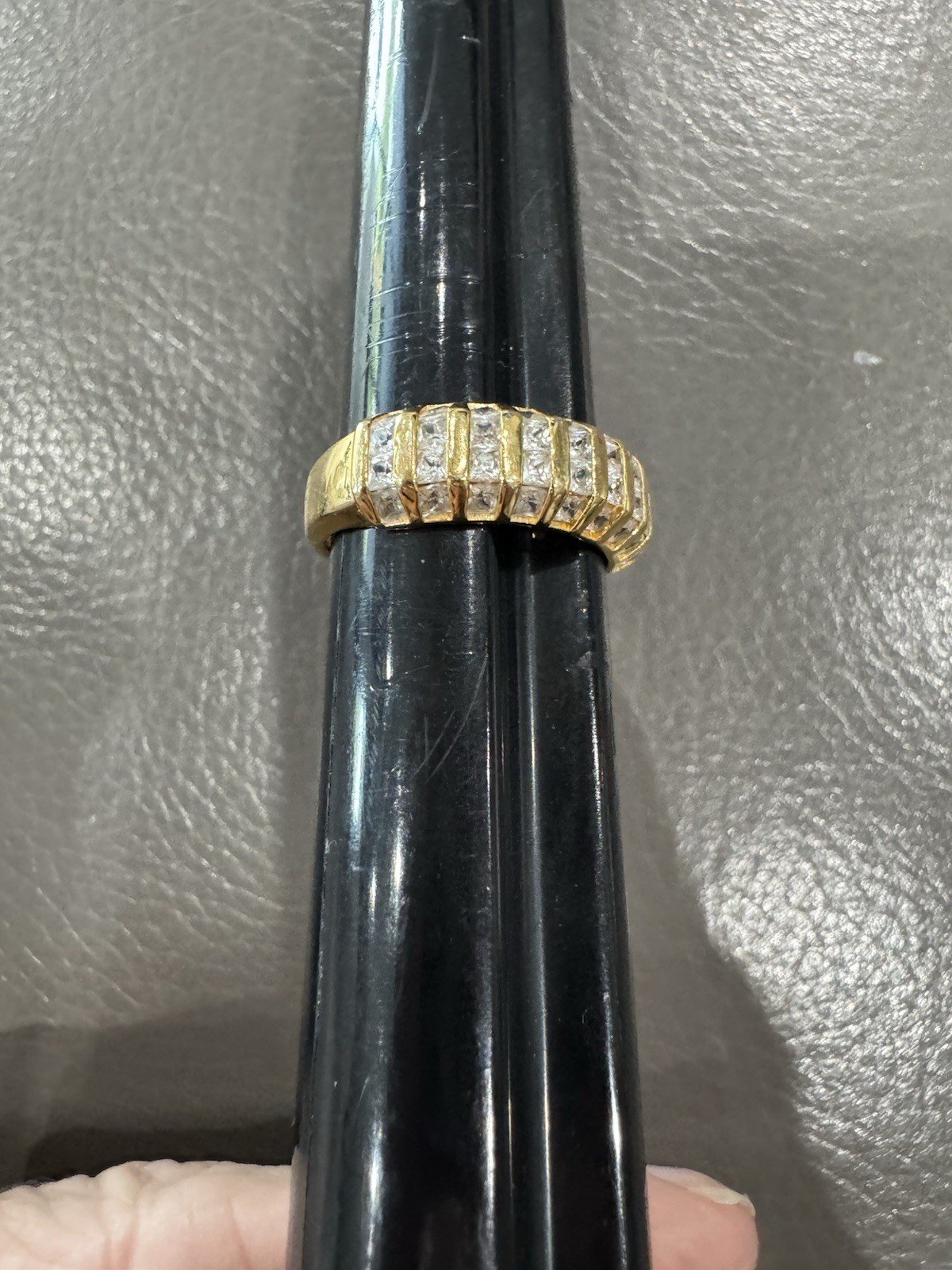 Gold Plated Sterling 925 CZ channel Set PMJ ring band Sz 9 Men’s / Women’s