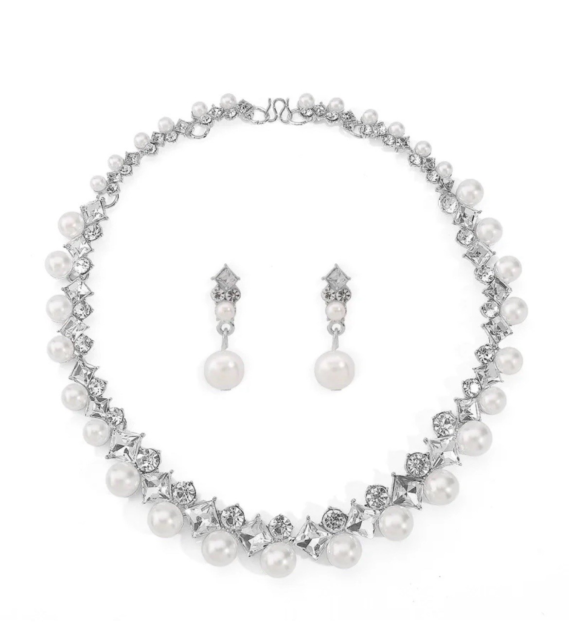 Gold Plated Crystal Necklace Bracelet Earrings Set Prom Wedding Pageant Bridal
