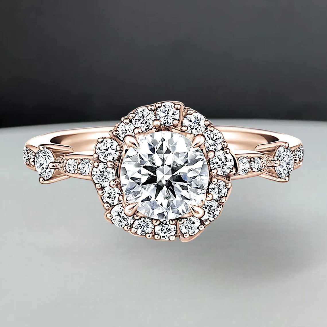 Round Cut 2.75 Ct Ring IGI Certified Lab Grown Diamond Engagement 18k Rose Gold
