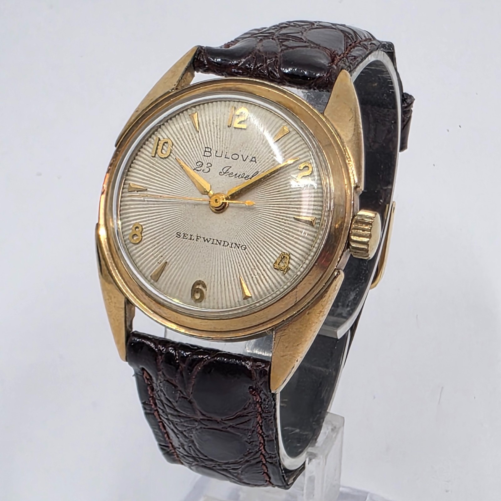 1957 Bulova 23 Jewels Selfwinding Auto Sunburst Dial Gold Filled Mens Watch