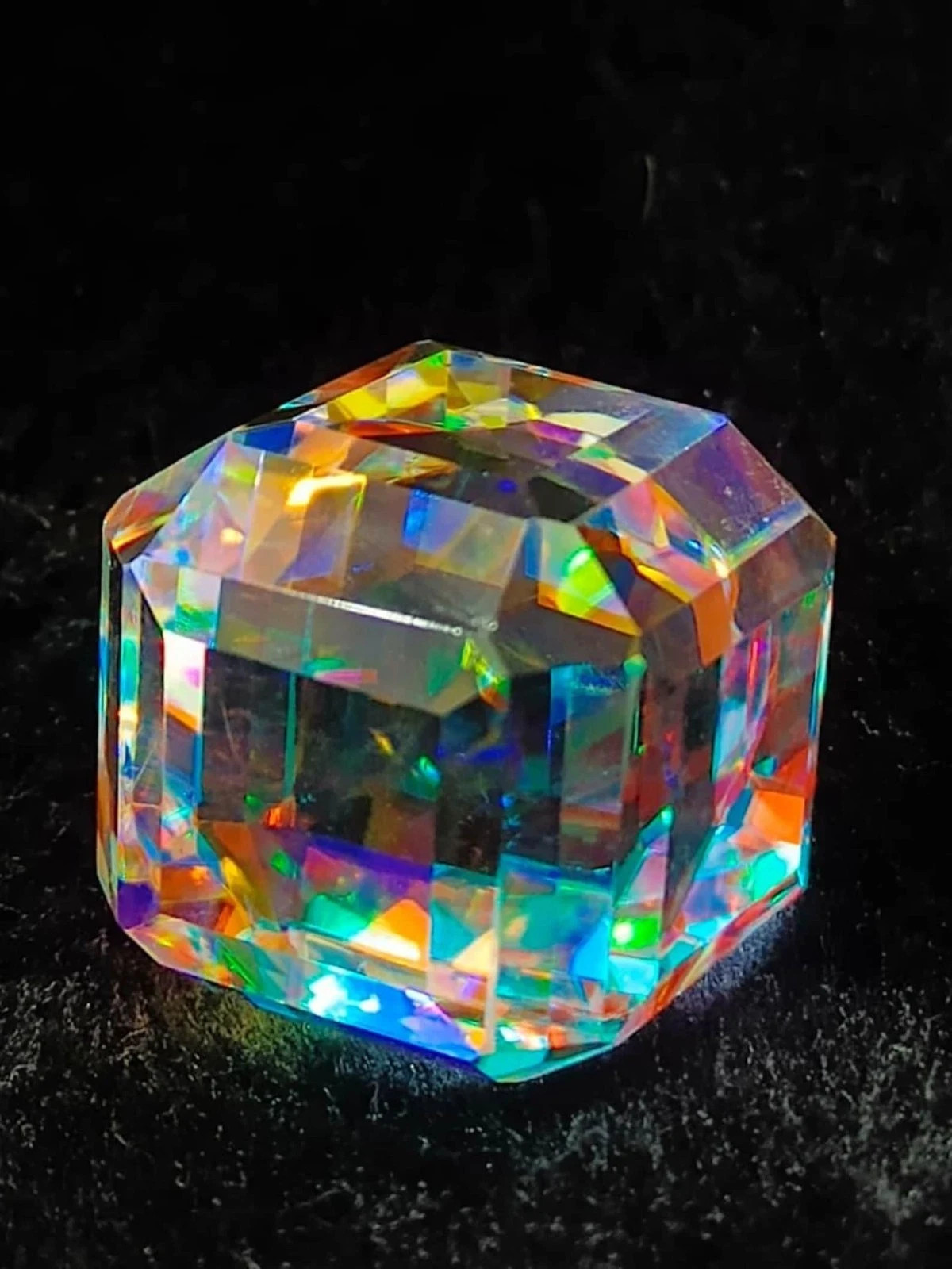 Natural Mystic Topaz 50.5 CT Flawless Rainbow Color Cube Cut Certified Gemstone