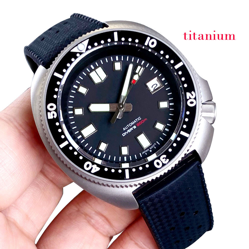 Titanium 20ATM 44mm Tandorio Sterile Black Dial Japan NH35A Automatic Mens Watch