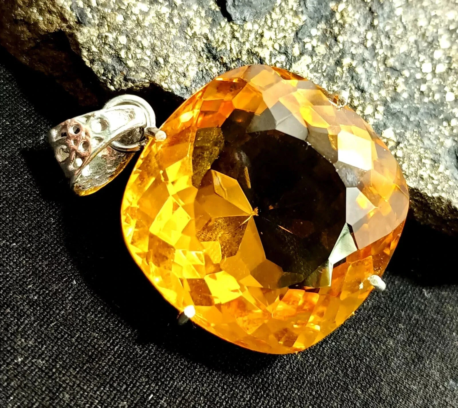Natural 140 Ct Citrine 925 Sterling Silver Cushion Cut Pendant AAA Gem