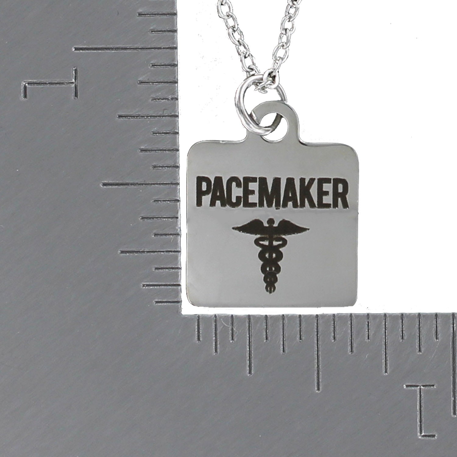 PACEMAKER ALERT Necklace – Stainless Steel Charm Square Engraved Medical EMS