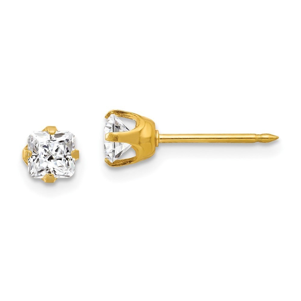 Inverness 14k 5mm Crystal Princess Square Zirconia Piercing Earring ONLY 1 ***