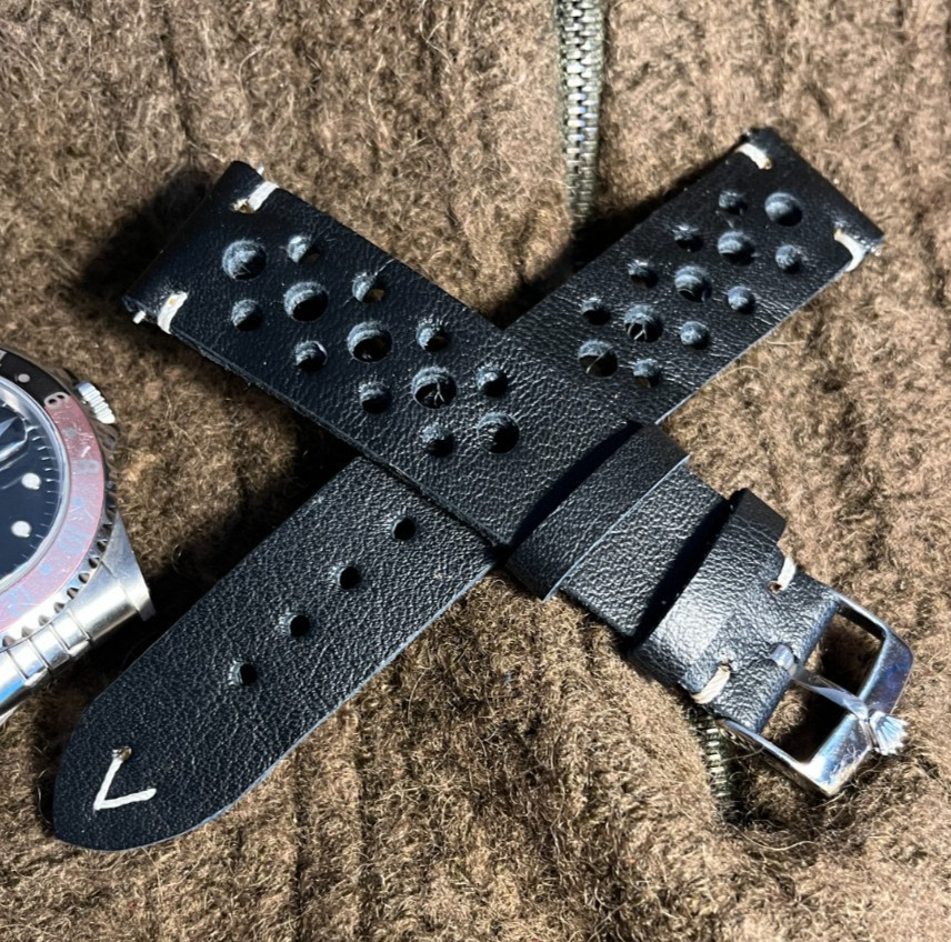 Silver Buckle To Fit Rolex,Swiss Made with H/M Italian Leather/Suede Watch Strap