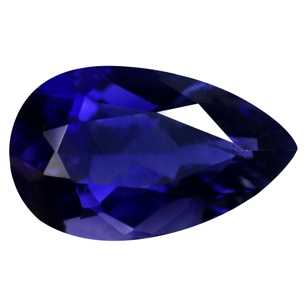 3.31 ct Topnotch Pear Cut (13 x 8 mm) (Un-Heated) Vivid Blue Iolite Gemstone