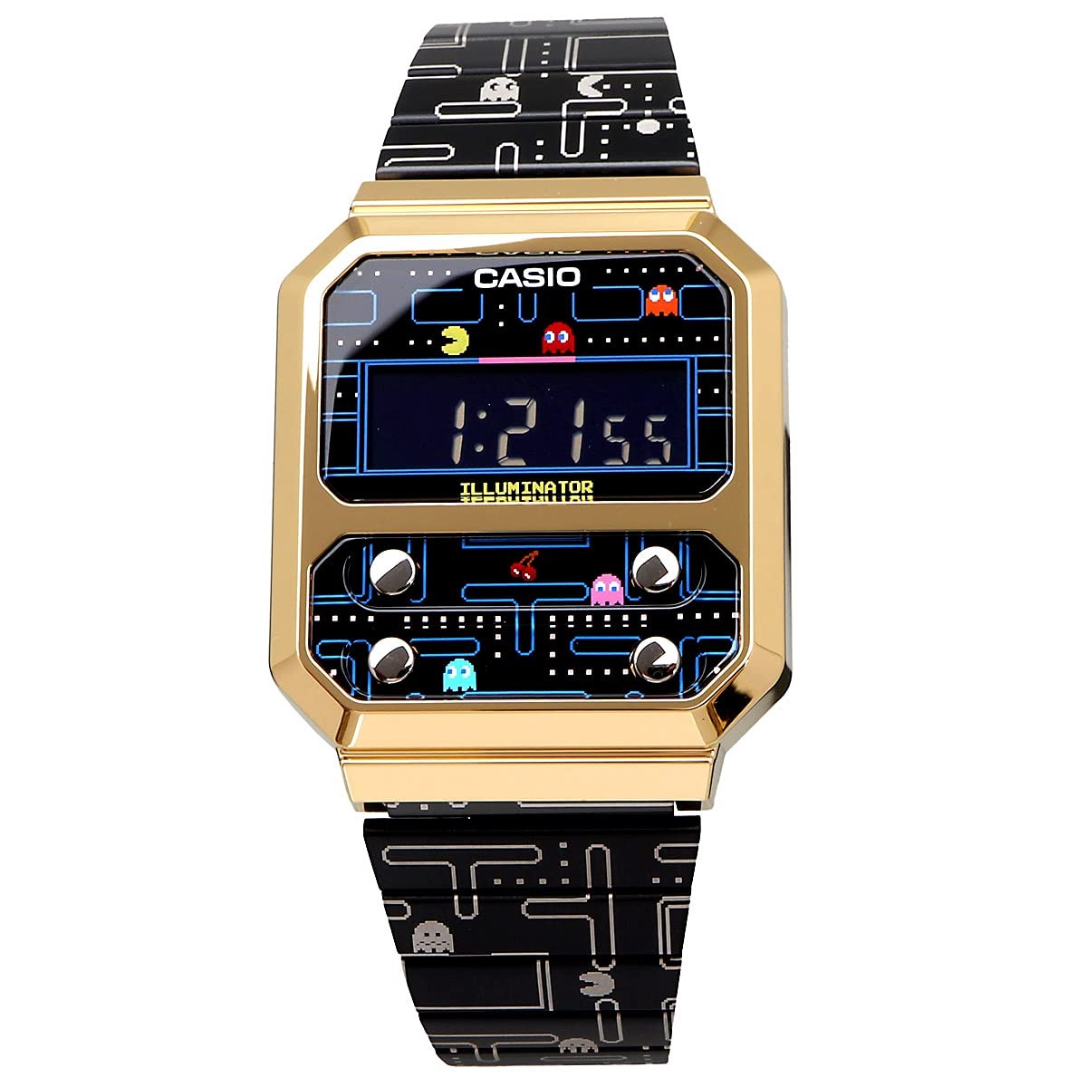 CASIO A100WEPC-1BJR Pac-Man Limited Collaboration Digital Watch Black Gold NEW