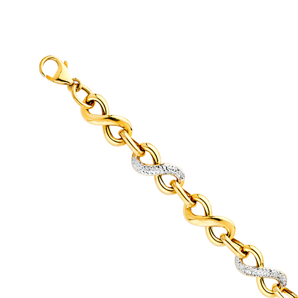 GOLD – 14K Yellow Gold Infinity Hollow Bracelet – 7.5″