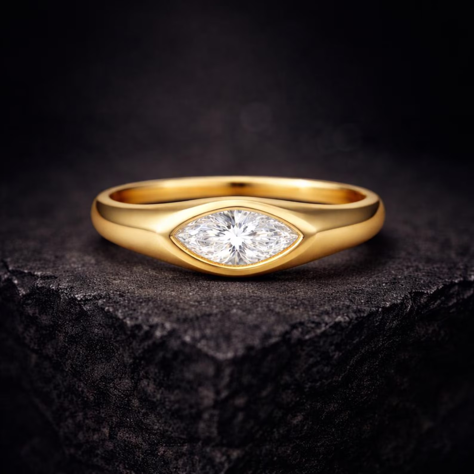 Lab Grown Diamond Wedding Rings Marquise Cut 9k Yellow Gold Rings gifts for her
