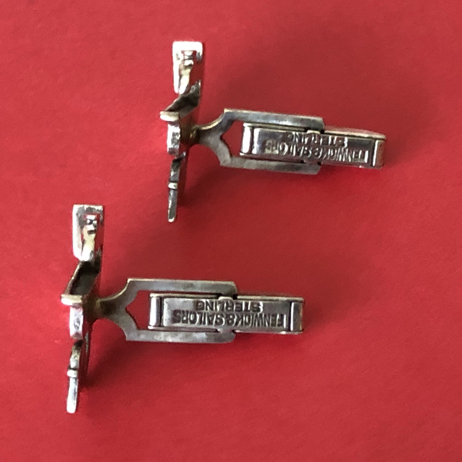 Vtg Sterling Silver Figural Kitchen Sink Father’s Day Gift Dad Joke CUFFLINKS