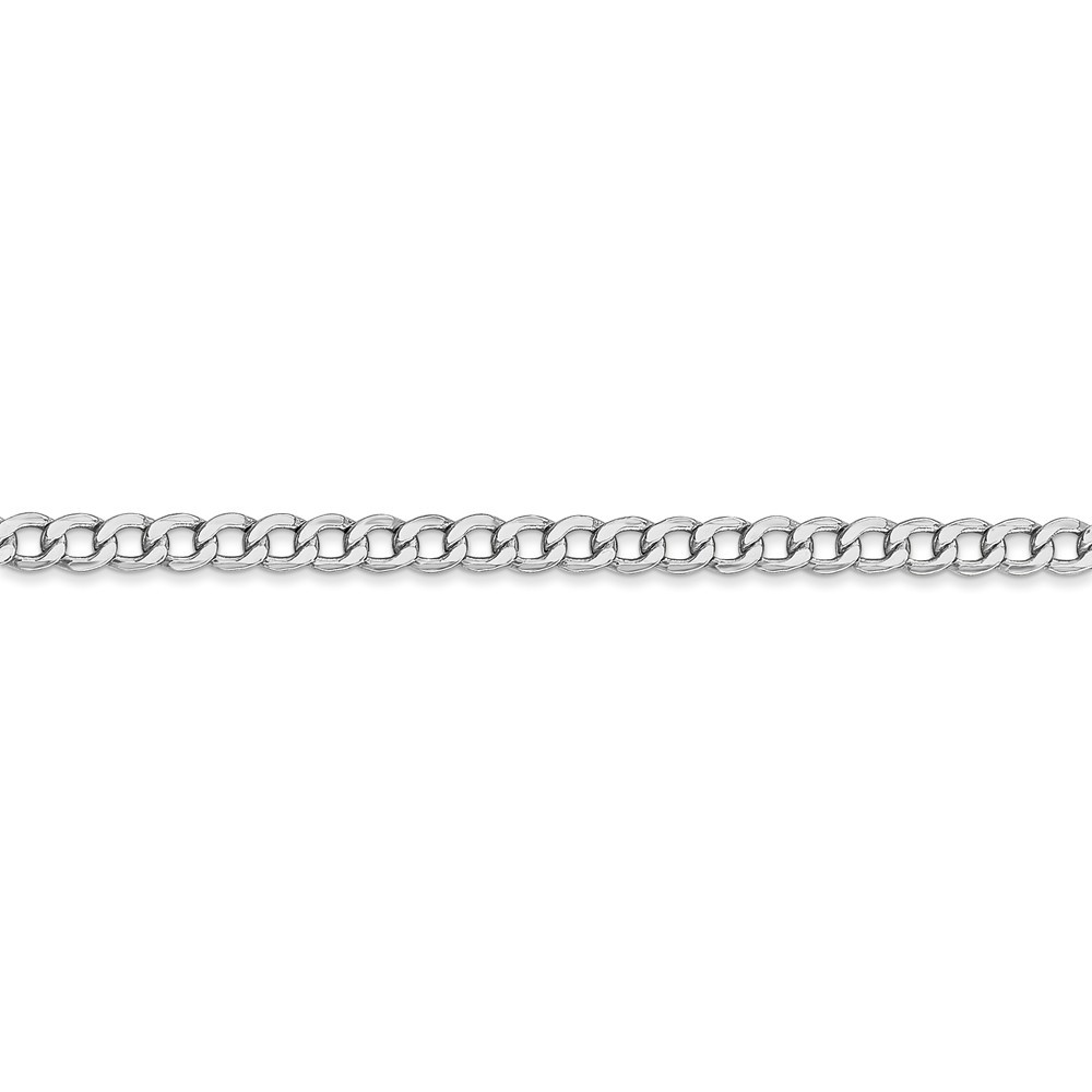 14k White Gold 3.35mm Semi-Solid Curb Link Chain Bracelet 8 Inch