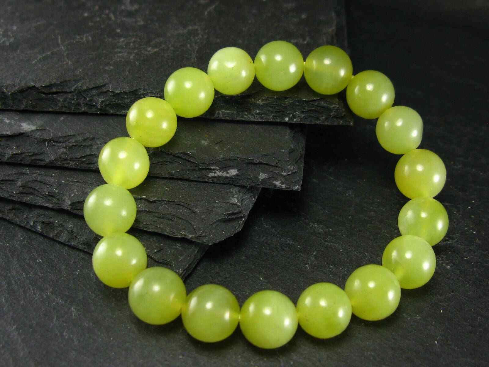 Healerite Serpentine Genuine Bracelet ~ 7 Inches ~ 10mm Round Beads