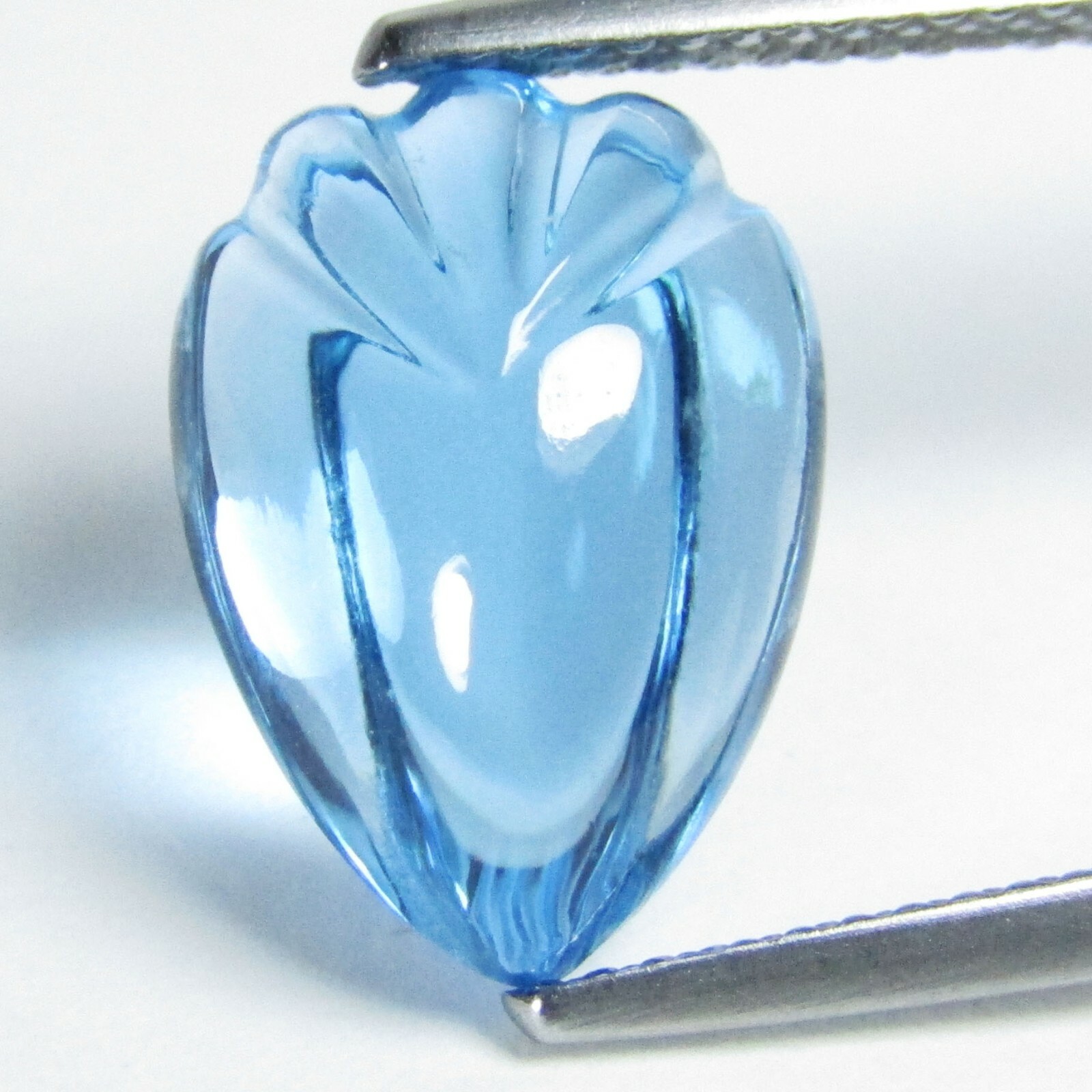 6.45Cts Genuine Natural Swiss Blue Topaz shield Shape Carving Loose Gem