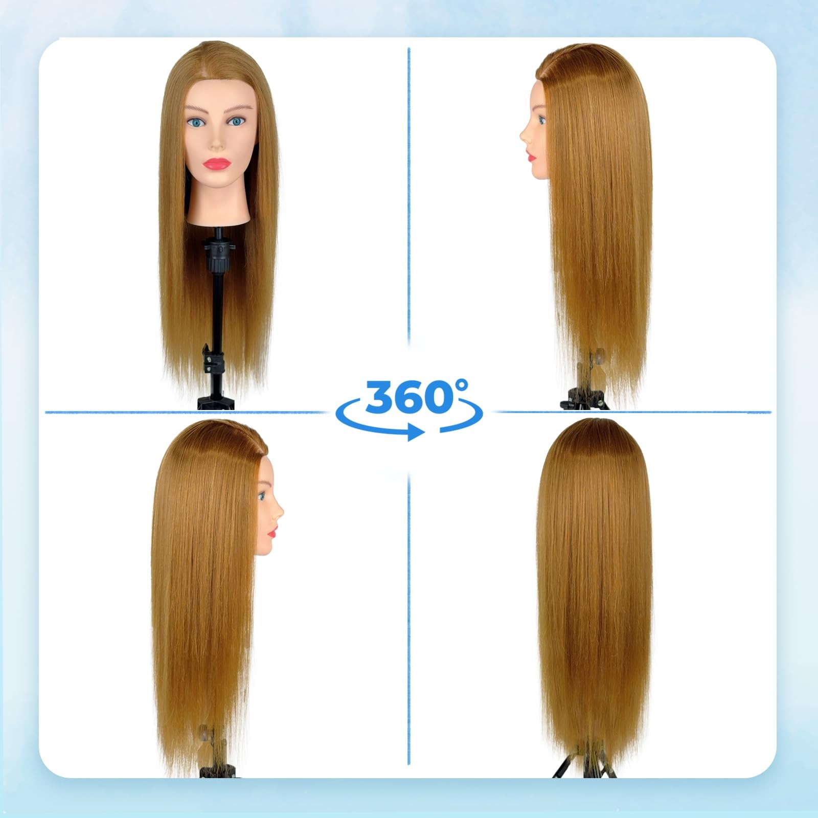 Mannequin Head Human Hair- Cosmetology Manikin Doll Head with 80% Real Hair for