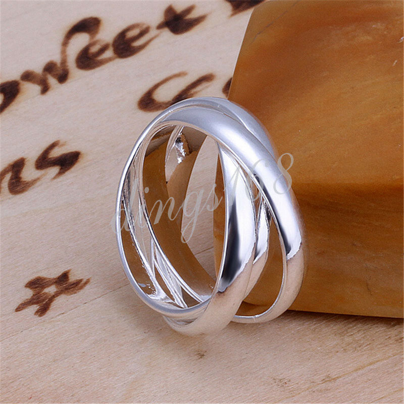 925 Sterling Silver Triple Rolling Band Ring Size6/6.5/7/7.5/8/8.5/9/9.5/10 C666