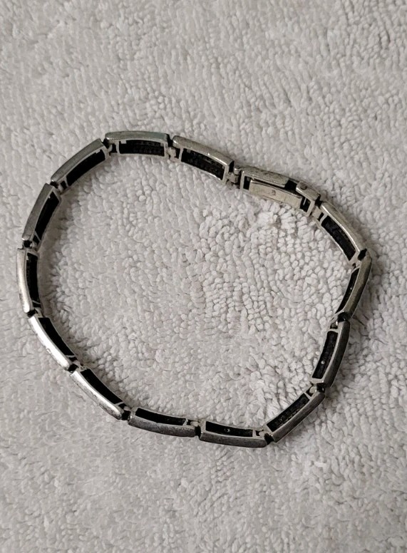 STERLING SILVER GREEK KEY BRACELET 8″ EXCELLENT VINTAGE .925 STAMPED 12 grams