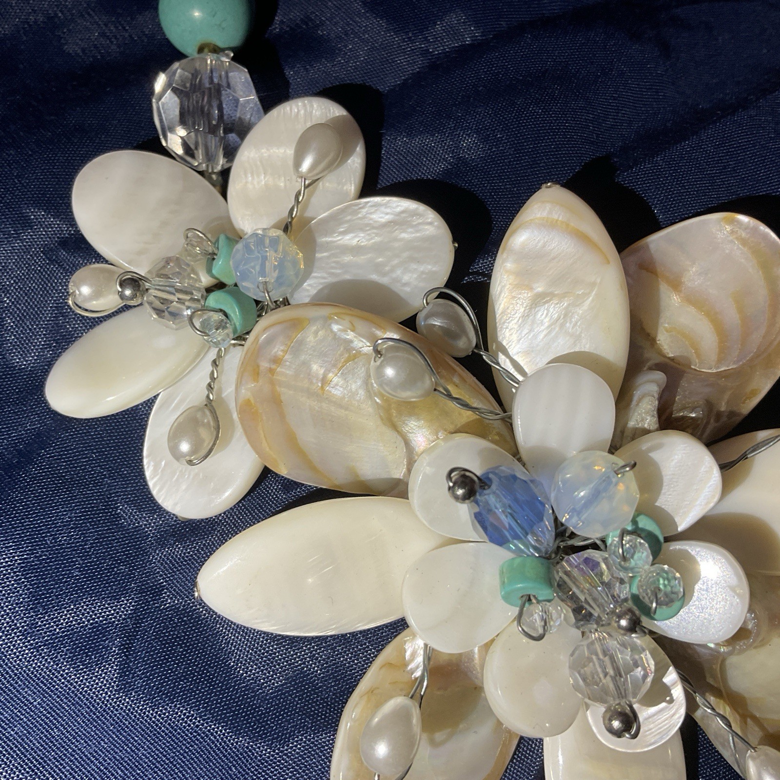 Handmade Abalone and Mother-of -Pearl Shells Necklace One of A Kind 22 Inches