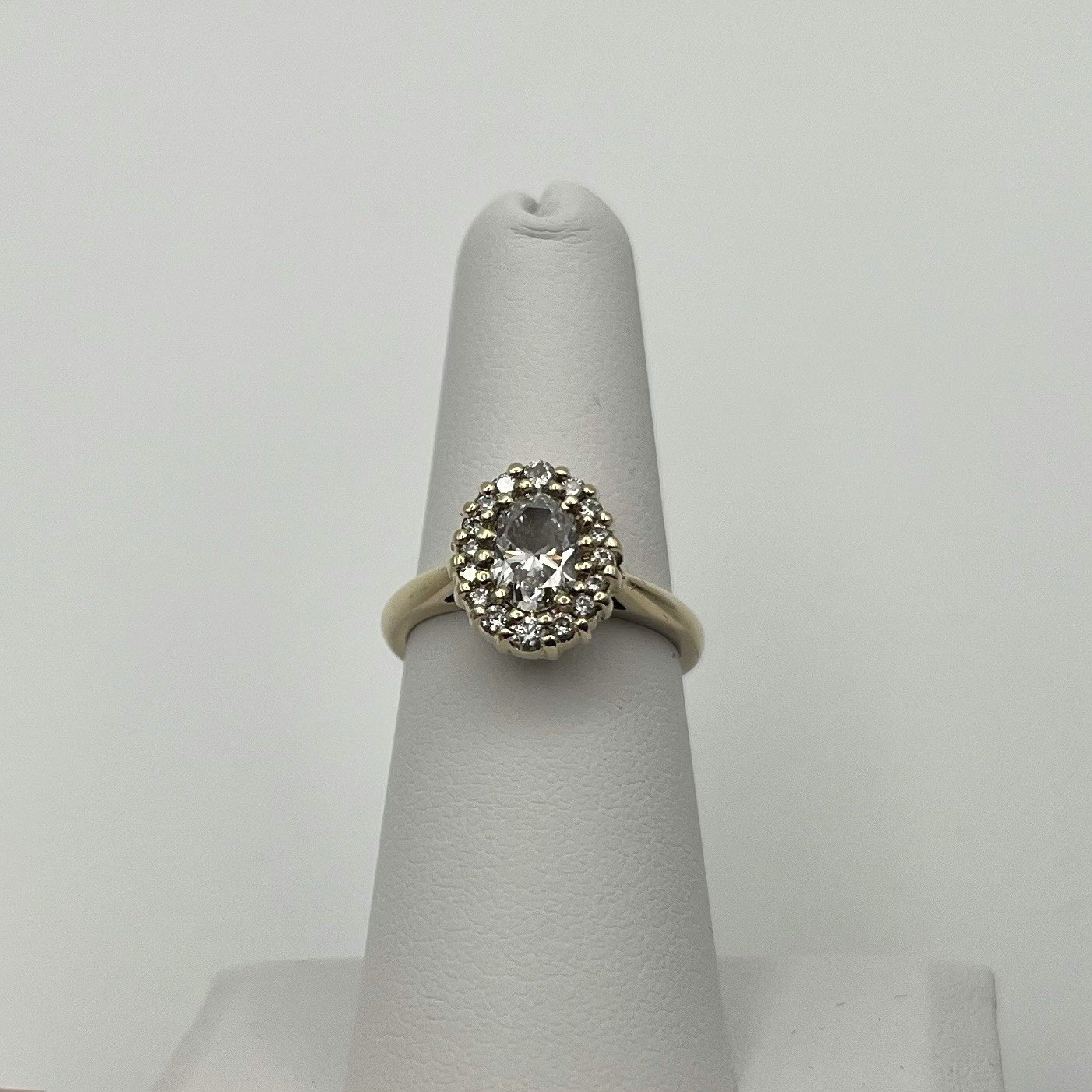 Oval Diamond Halo Engagement Ring 14K Gold Sz 6 GIA Natural 0.82ct D/SI1