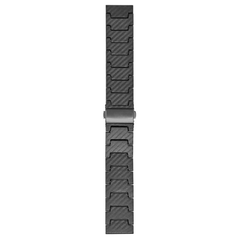 StrapsCo Black Composite Carbon Fiber Style Watch Band Quick Release 20mm 22mm