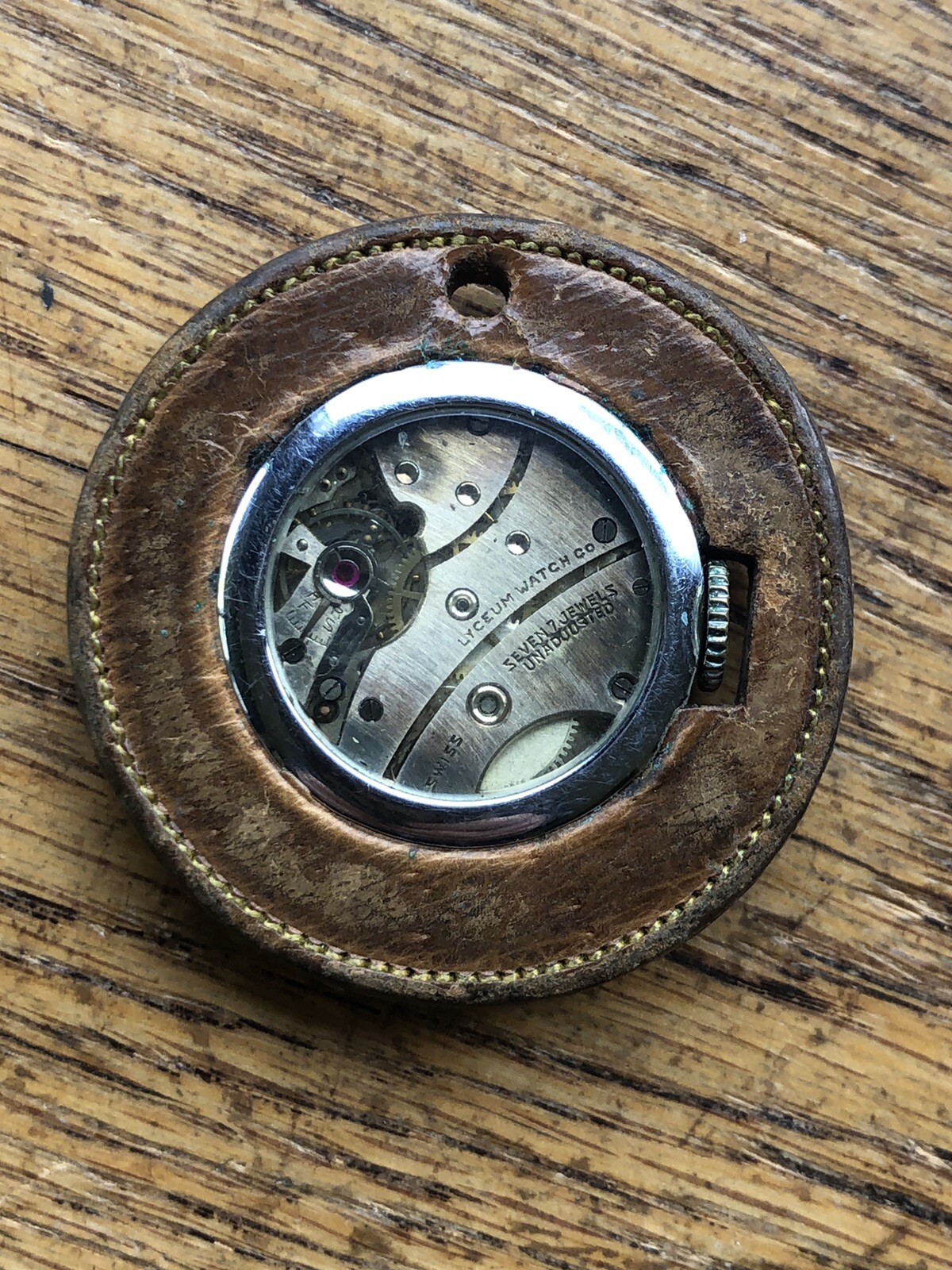 Vintage Thick Leather Necklace Pendant Watch