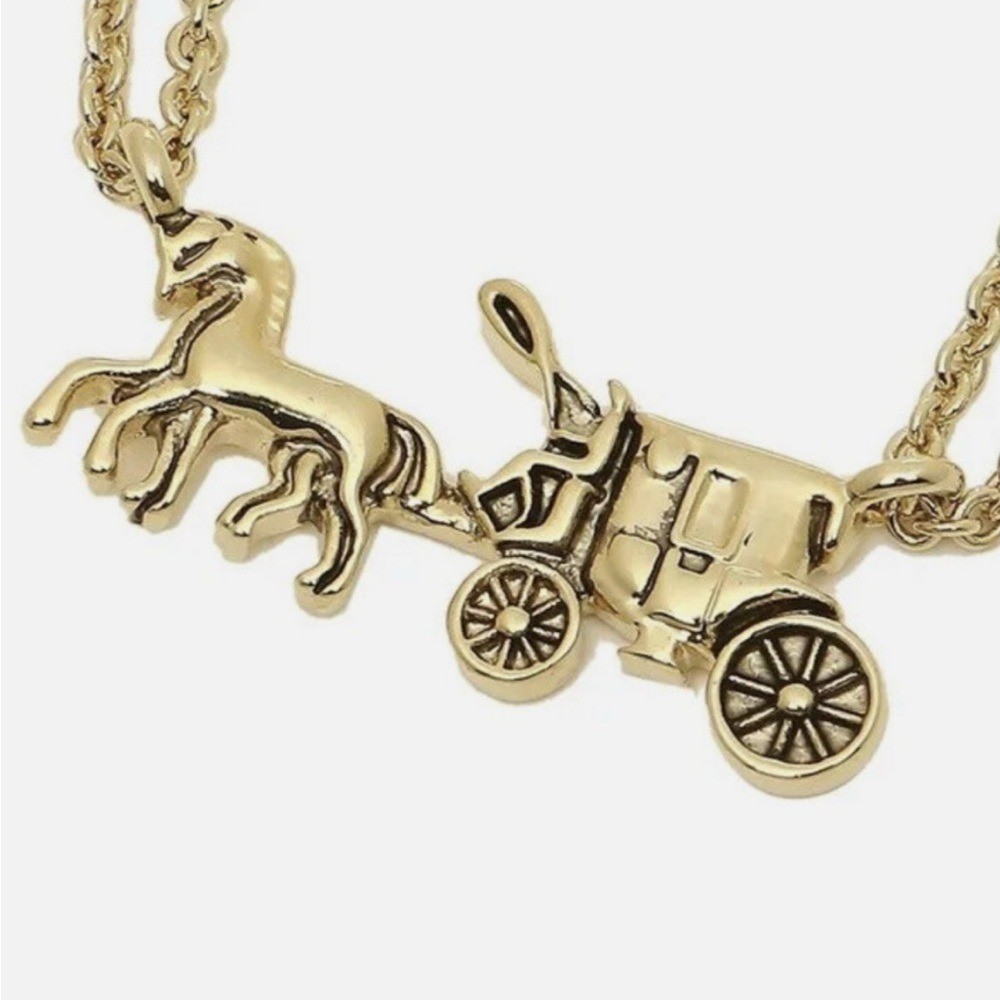 NWT Coach Gold Horse and Carriage Necklace
