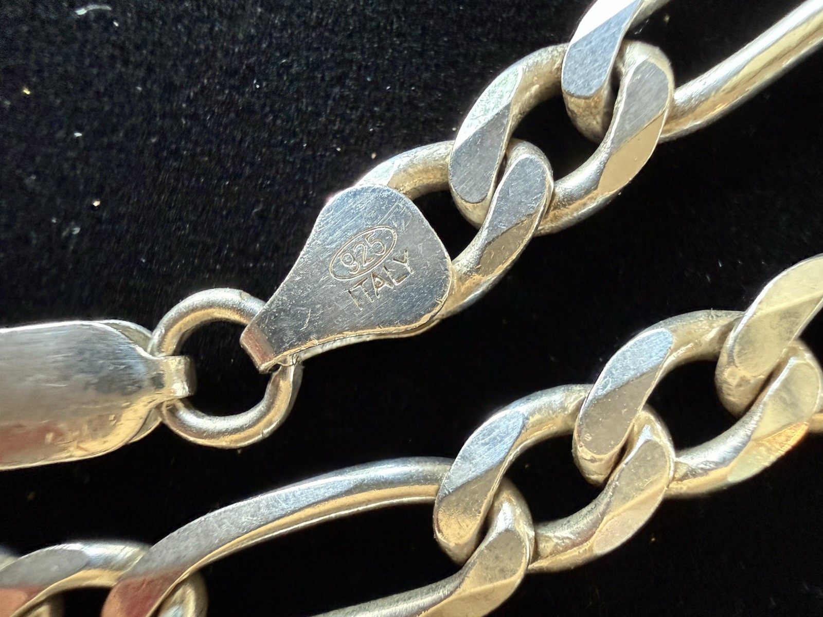 Men Women Figaro Link Chain Necklace 22″ 35gm 6.3mm 925 Sterling Silver Italy