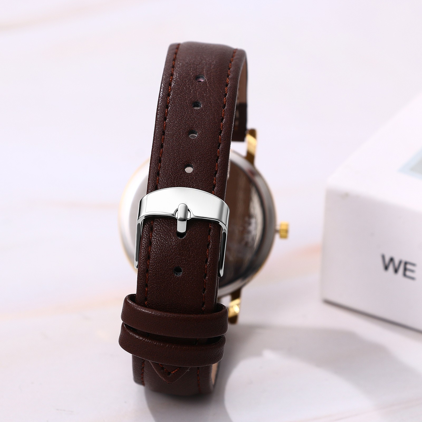 Womens Men Leather Band Easy Reader 24H/12H Dial Pulse Calculation Medical Watch
