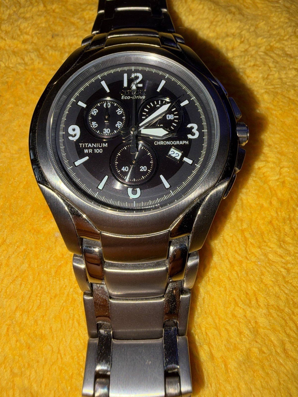 Men’s Citizen AT0940-50E Eco-Drive Titanium Black Dial Chronograph Date Watch