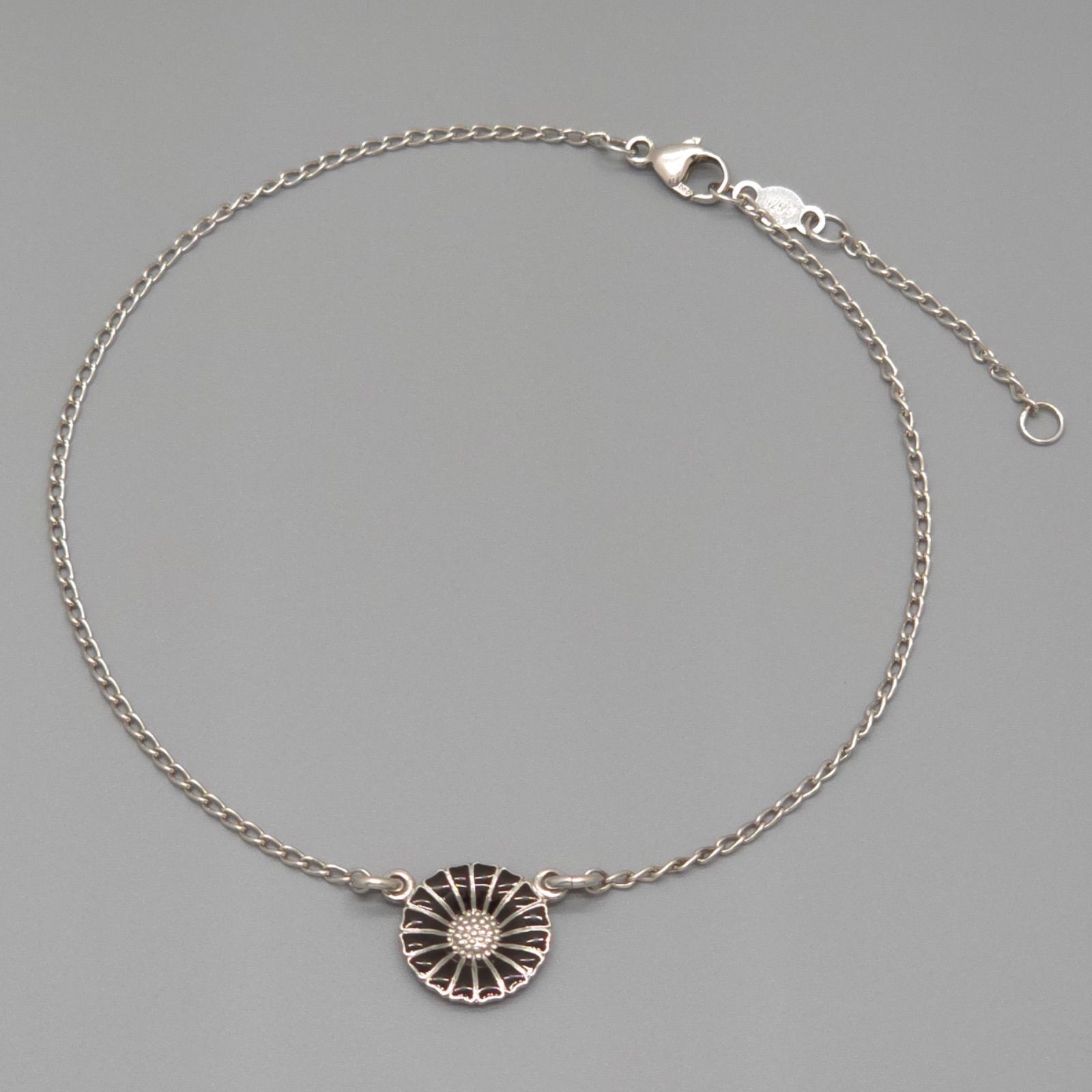 GEORG JENSEN Daisy Bracelet/Anklet 2-way Black Enamel Chain Length 25.5cm SV925