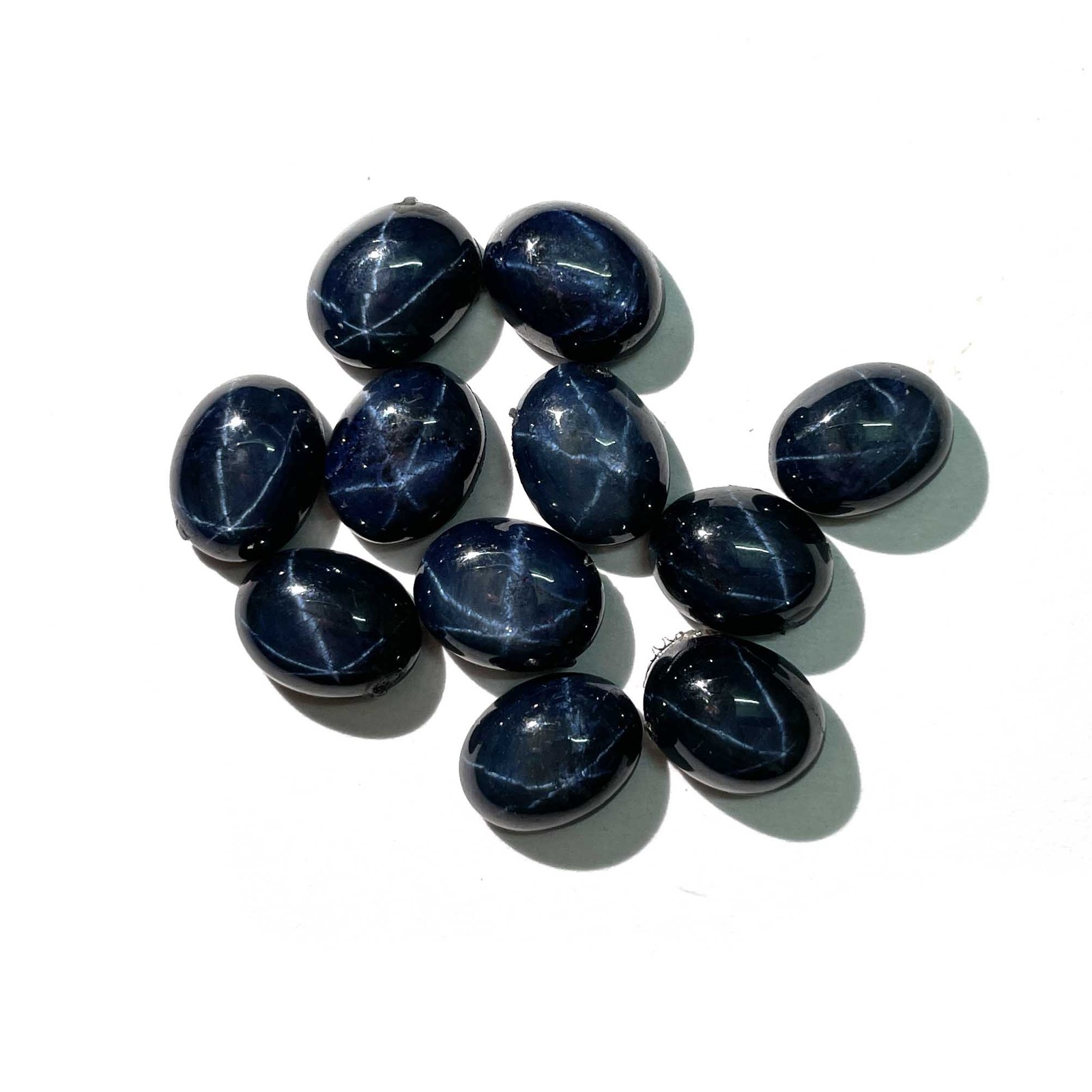 Diffused Star Blue Sapphire Oval Cabochon Loose Gemstone Lot 4 Pcs 7*9 MM 12 CT