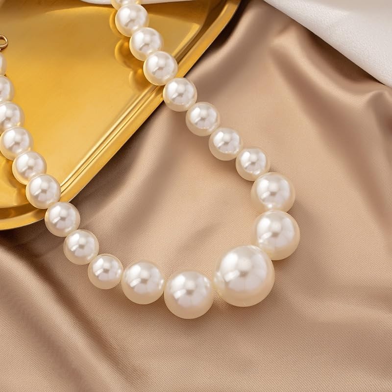 Faux Pearl Choker Necklaces for Women Big Necklace Chunky A-pearl