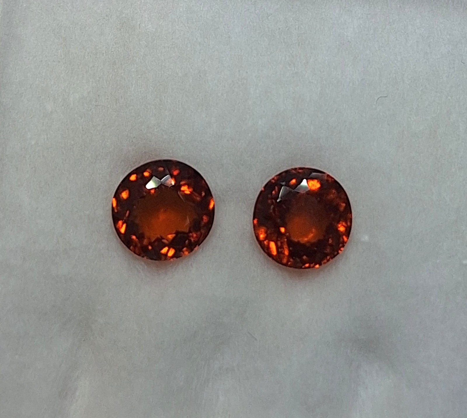 2/7.90 Cts Super Quality Natural Orange Color Hessonite Round Shape Gemstone