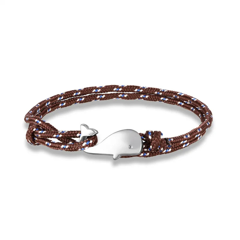 Paracord Rope Bracelet Men Silver Tone Wrap Layered Strand Metal Jewelry