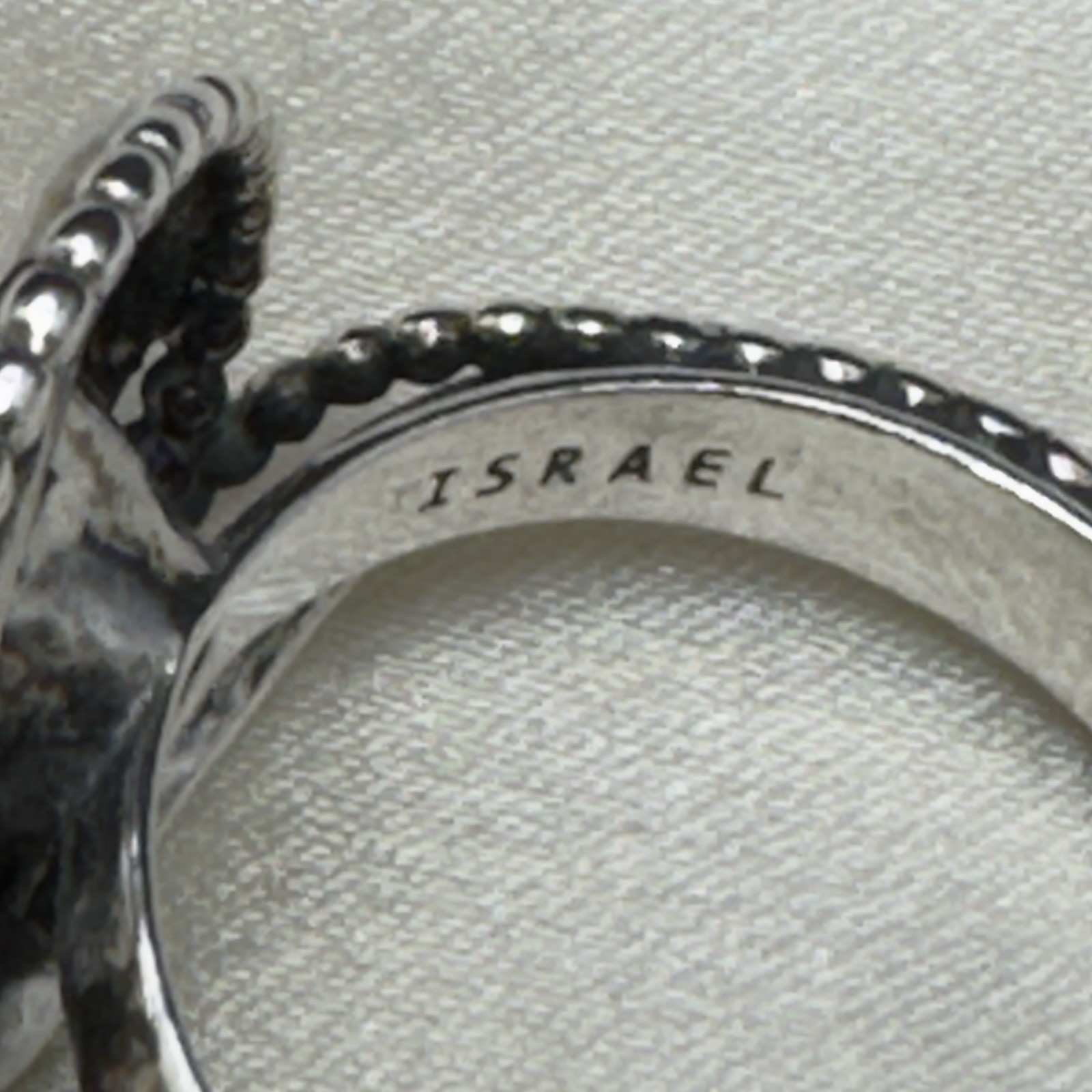 925 PZ Israel Sterling Double Band Ring w/ Faceted Iolite Gemstone Sz 8