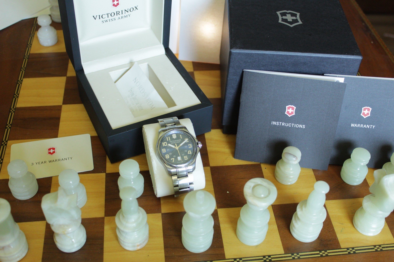 Victorinox Men’s Stainless Steel Silver Watch Blue Dial Officers Watch 241360