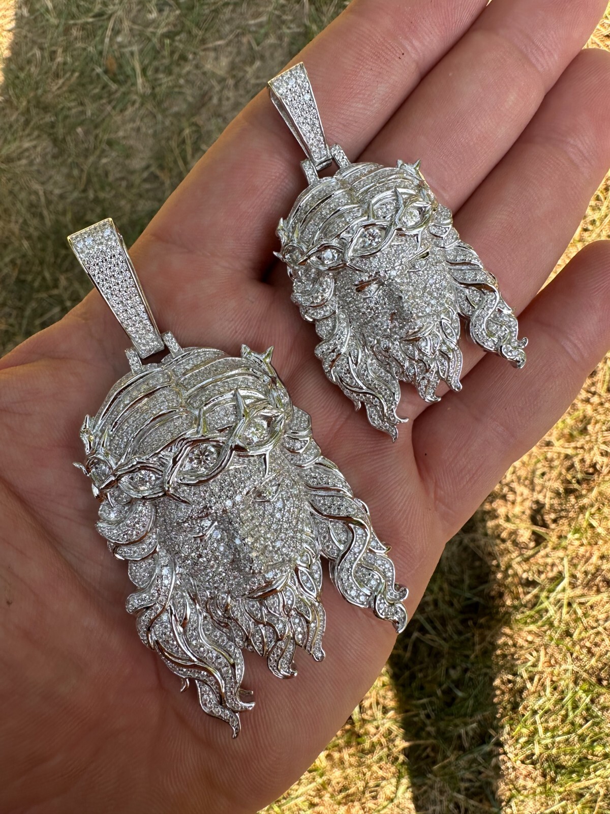 MOISSANITE Real 925 Sterling Silver Iced Hip Hop Jesus Piece Pendant Necklace