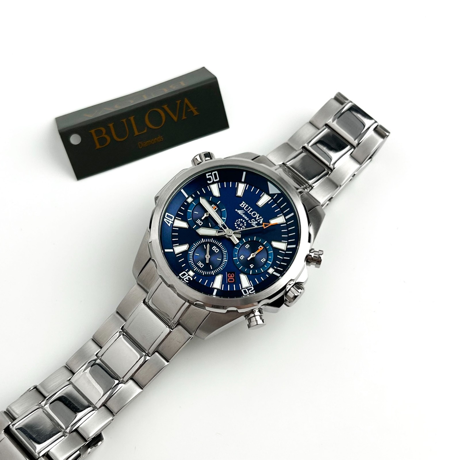 Bulova 96B256 Men’s Blue Marine Star Chronograph Quartz Stainless Steel Watch