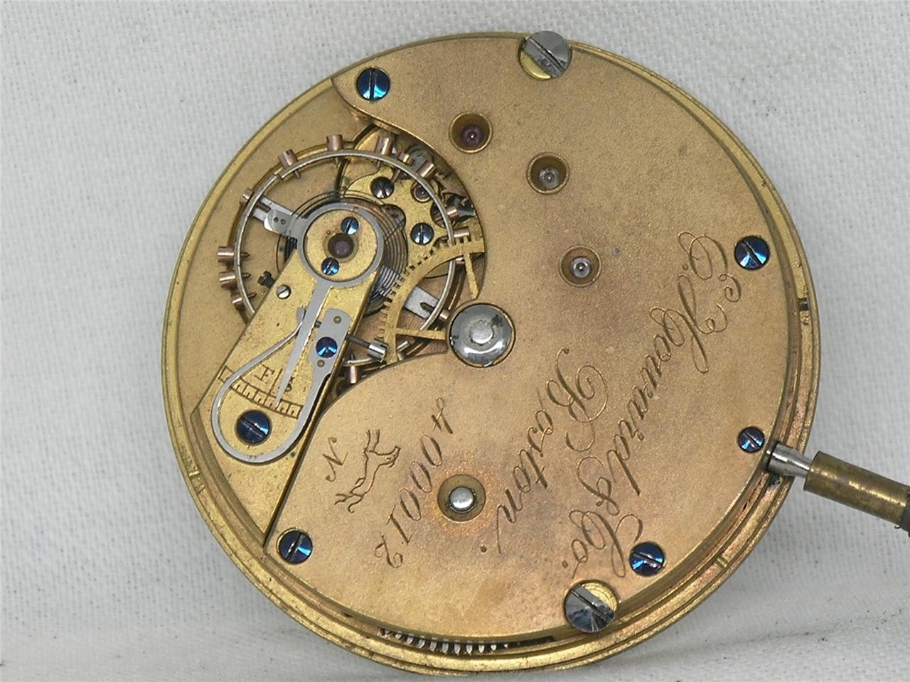 EXTREMELY RARE E. HOWARD 12TH MADE SERIES IX POCKET WATCH MOV’T & DIAL + STEM
