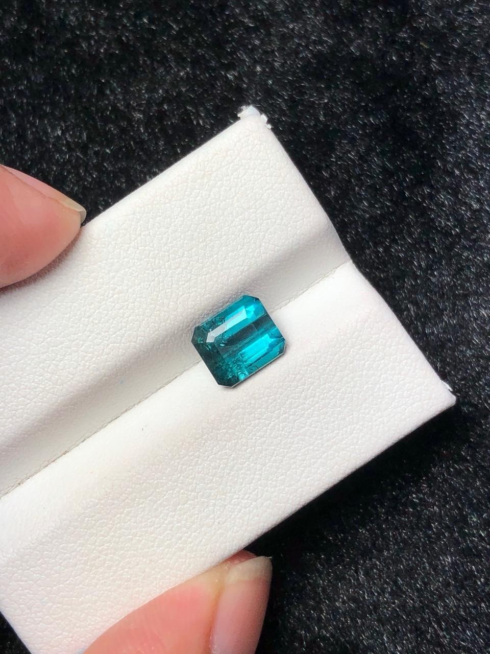 Natural 2.30 Ct Indicolite Blue Tourmaline Emerald Cut Loose Gem Afghanistan