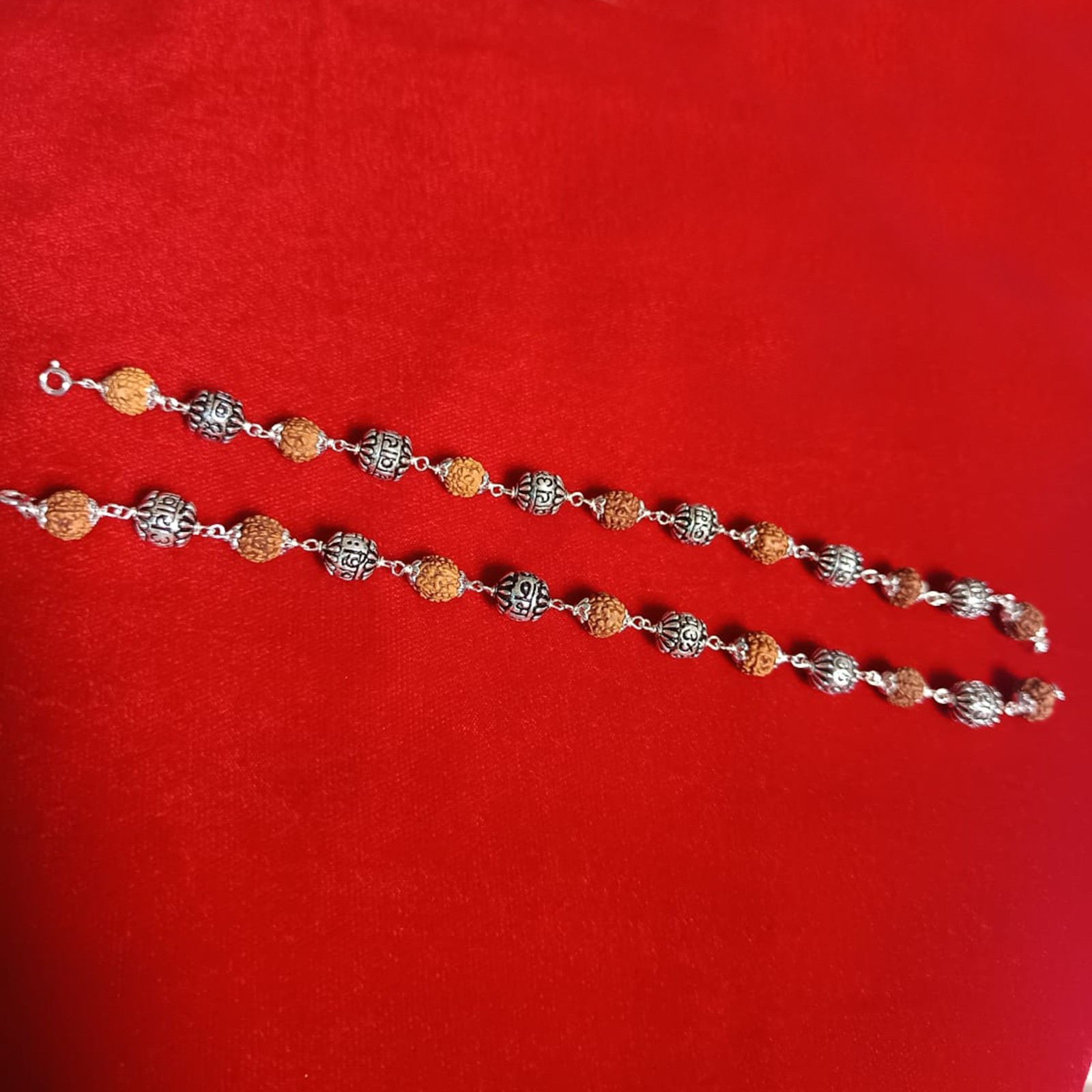 Rudraksh Bracelet 925 Silver Healing Spiritual Jewelry for Men and Women