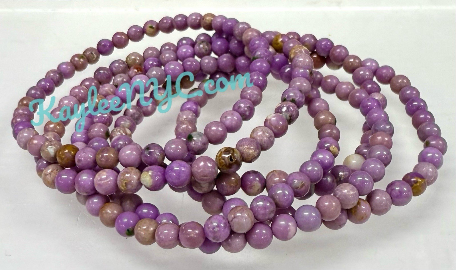 Wholesale Lot 6 Pcs Natural Phosphosiderite 5mm Crystal Stretch Bracelet 7.5”