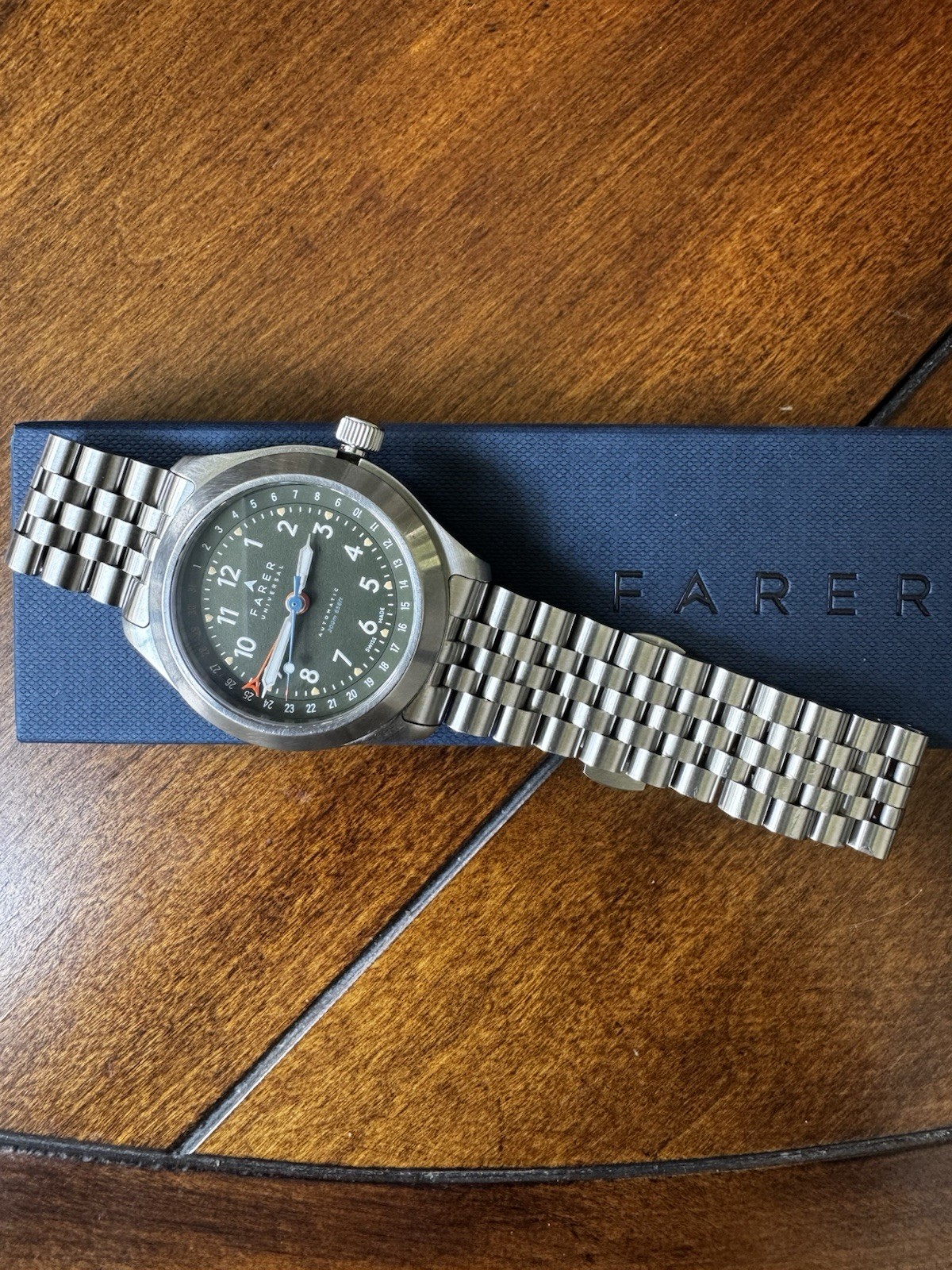 Farer Exmoor Field Automatic Pointer Date – Full Kit w/Bracelet & 3 Farer Straps