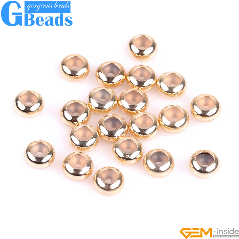 50pcs 14K Yellow Gold Filled Silica Spacer Stopper Rondelle Crimp Jewelry Making