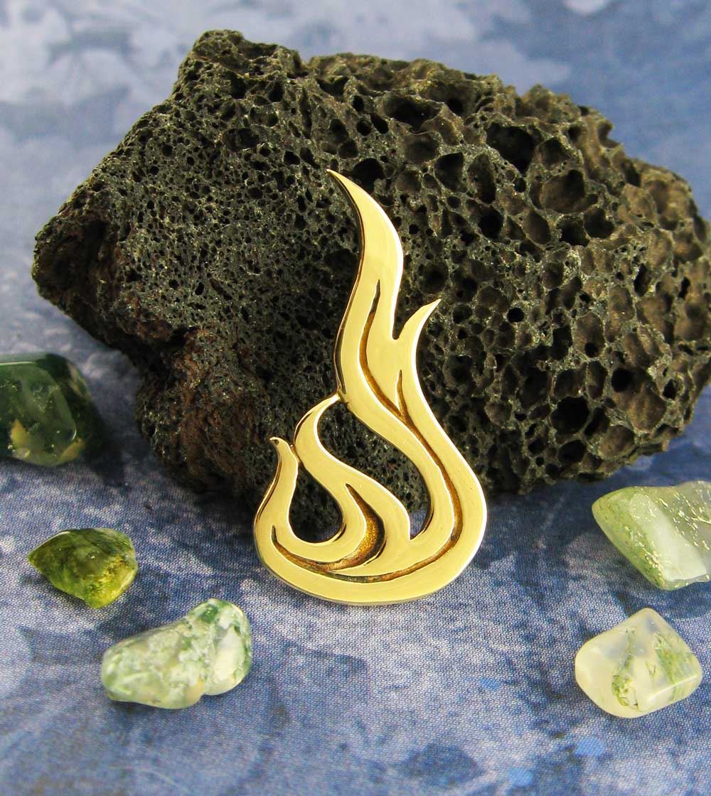 Brass Flame Fire Pendant ONLY No CHAIN Handmade Firefighter Wife Gift Element Si