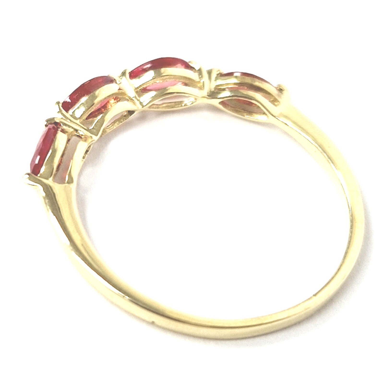 9ct Gold Blood Orange Zirconia Ring Size O Band UK Hallmarked 1.1g