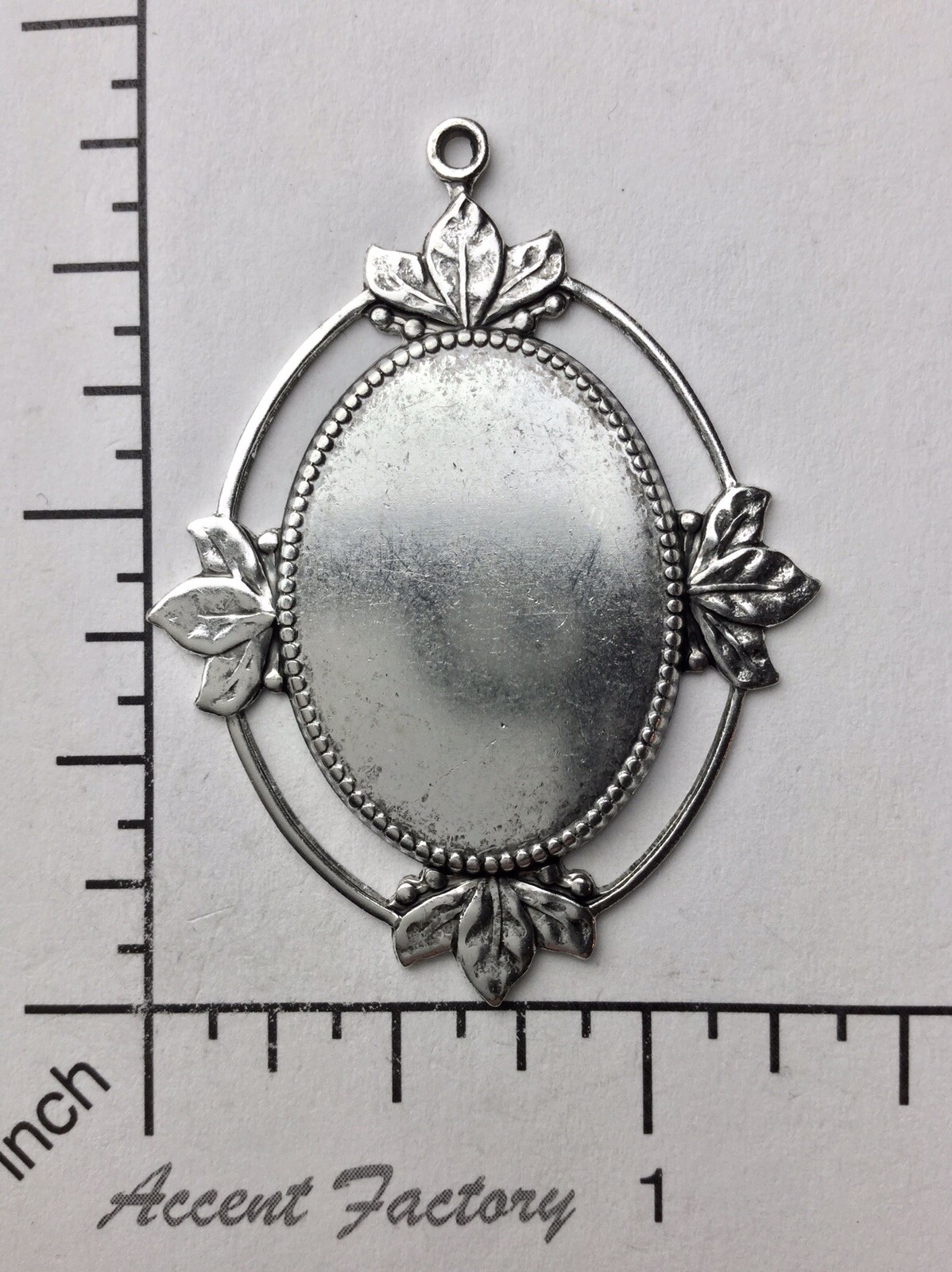 21734 Victorian 25x18mm Pendant Setting Silver Ox Finding Stamping