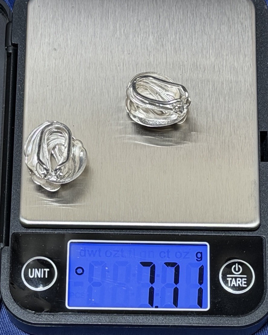 Vintage Classic 925 Silver Round Knot Clip On Earrings Germany Wire Back 7.71g